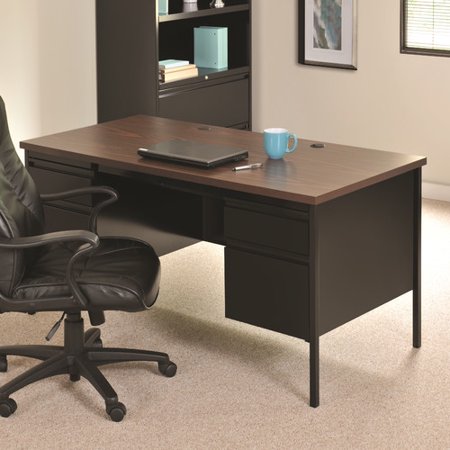 - HL10000 Series 30D x 60W Double Pedestal Desk, Black/Walnut
