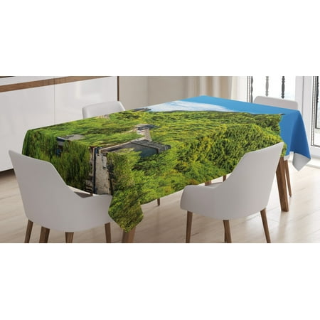 

Great Wall of China Tablecloth Old Chinese Asian Building Area Panorama in Nature Exotic Scene Rectangular Table Cover for Dining Room Kitchen 60 X 90 Inches Turquoise Green by Ambesonne