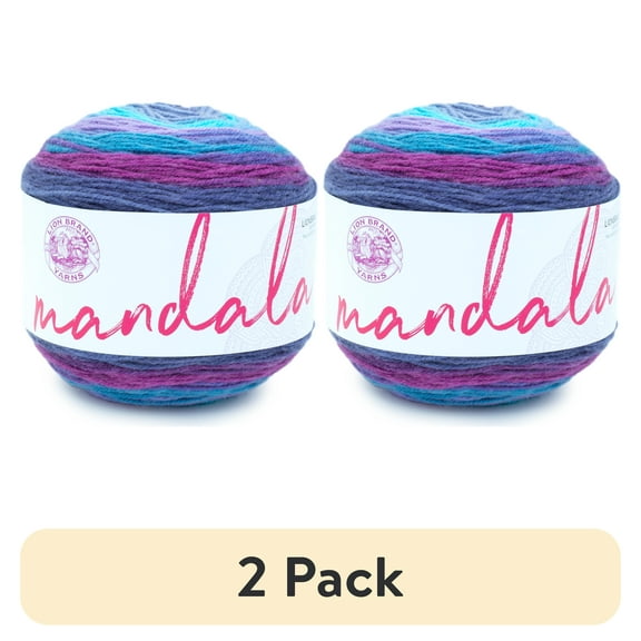 (2 pack) Lion Brand Yarn Mandala Hades Self-Striping Light Acrylic Multi-color Yarn