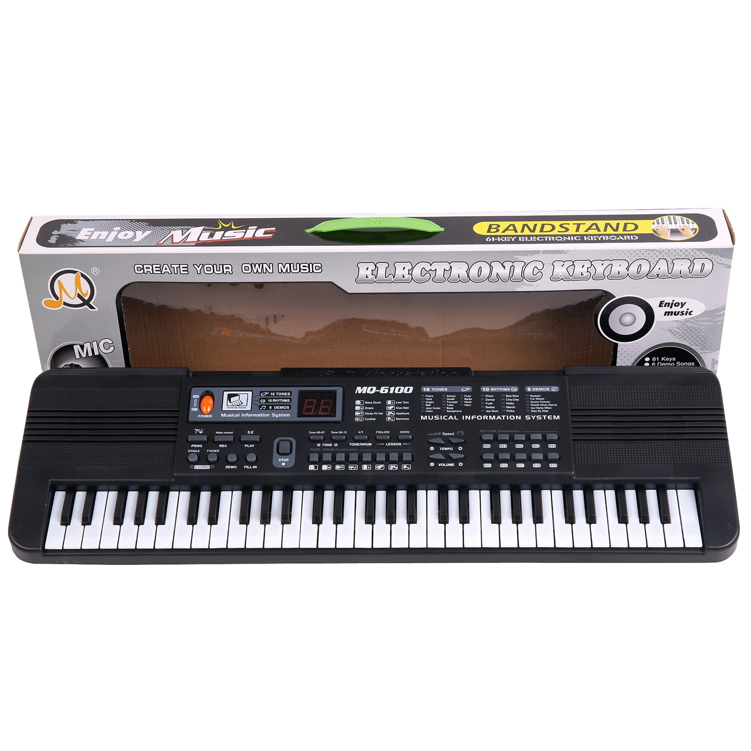 Moosiker 61 Key Keyboard Piano, Electric Piano Music Keyboard with Teaching Mode, Microphoneand USB Cable, Toy Christmas Birthday Gifts for Kids Beginners