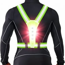 TELOLY LED Reflective Running Vest, High Visibility Warning Lights for Runners, Adjustable Elastic Safety Gear Accessories for Men/Women Night Running, Walking, Cycling/Biking