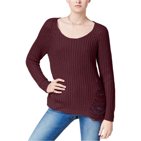 Planet Gold Womens Zip Back Pullover Sweater, Red, Juniors, Medium