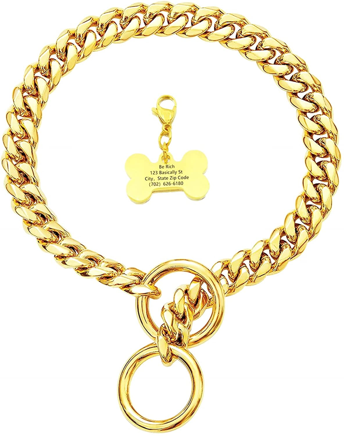 Custom Engraved 18K Gold Black Multicolor Plated Slip On Dog Chain