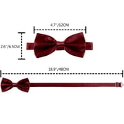 Hanerdun Mens Satin Bow Ties Pre-Tied Formal Wedding Party Adjustable Neck Neckties Dark Red