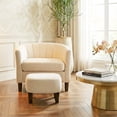 thumbnail image 4 of PayLessHere Accent Chair with Ottoman, Velvet Modern Armchair & Sofa Chair, Comfortable Living Room Chair for Reading, Bedroom, Lounge & Apartment，Beige, 4 of 7