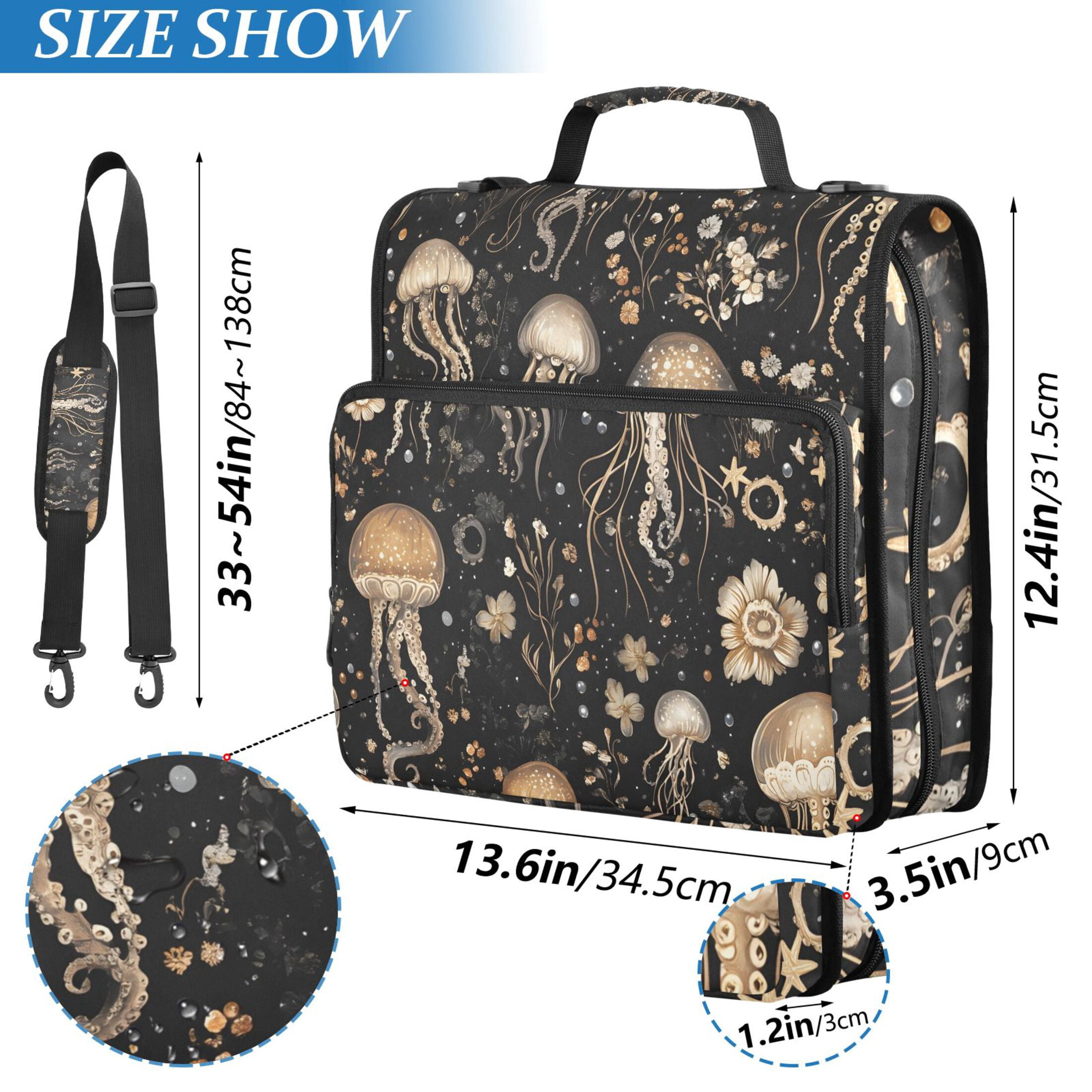 ALAZA Zipper Binder Jellyfish Pattern 3 Ring Trapper Keeper File Folder Organizer Bag