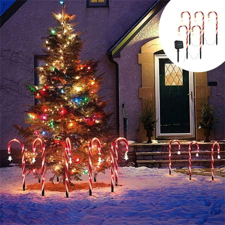

VBVC Solar Energy Christmas Crutch Ground Lamp Outdoor Plug-In Candy Crutch Lawns Landscapes Lamp 5-Piece Set