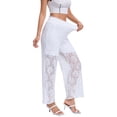 thumbnail image 6 of FRSASU Lace Pants for Women Plus Size High Waisted Yoga Pants Workout Loose Wide Leg Casual Sports Pants White, 6 of 6