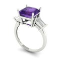 thumbnail image 2 of 3ct asscher cut purple natural amethyst 18k white gold engraving statement Bridal Wedding three-stone Designer Ring size 11, 2 of 5