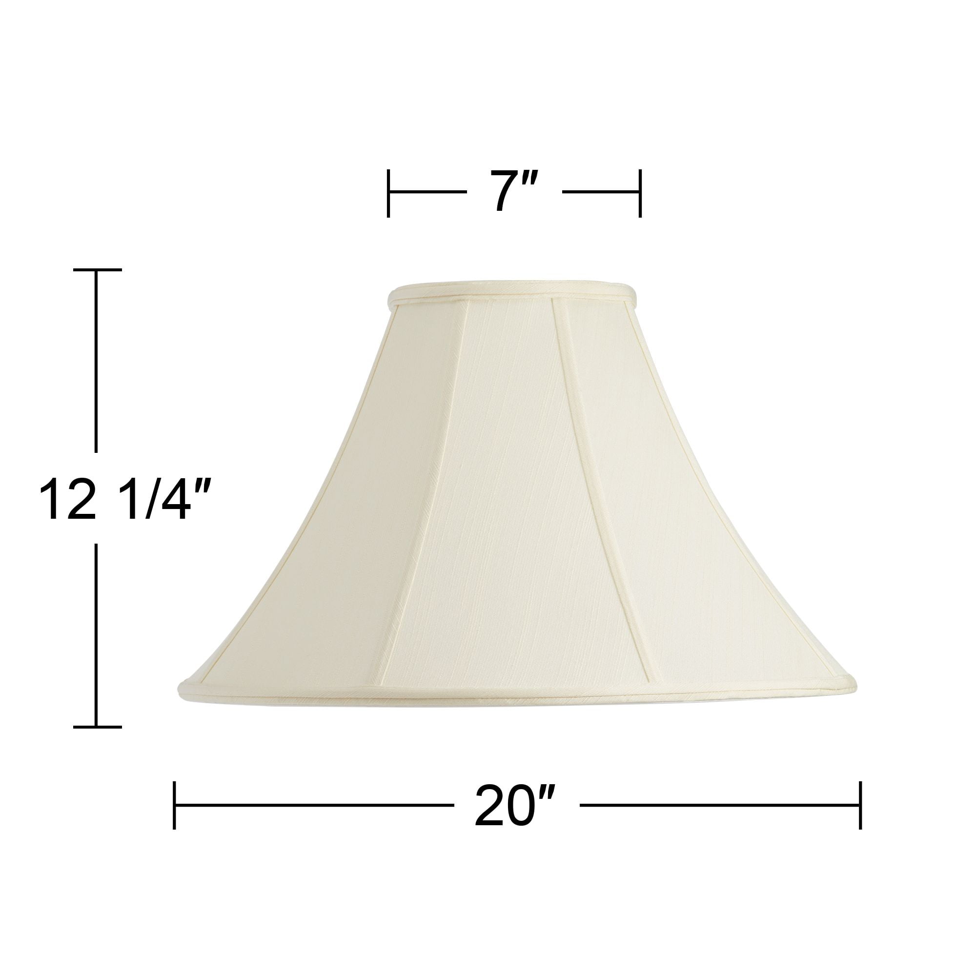 Imperial Shade Creme Large Bell Lamp Shade 7" Top x 20" Bottom x 13.75" Slant x 12.25" High (Spider) Replacement with Harp and Finial