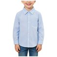 thumbnail image 3 of WUANDIXFA Boys Dress Shirt for Formal Casual Long Sleeve Solid School Shirts Button Down Shirts Toddler Boys Button Down Shirt,Sky Blue,11-12 Years, 3 of 5