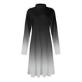 thumbnail image 7 of Women's Casual Fashion High Neck Long Sleeve Print Midi Dress with Gradient Design, Fall and Winter Dress for Stylish Everyday Wear, Elegant and Cozy,Dark Gray,3XL, 7 of 7