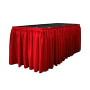 LA Linen SKT-Pop-14x29-10Lclips-NavyP72 Polyester Poplin Table Skirt with 10 L-Clips, Navy - 14 ft. x 29 in.