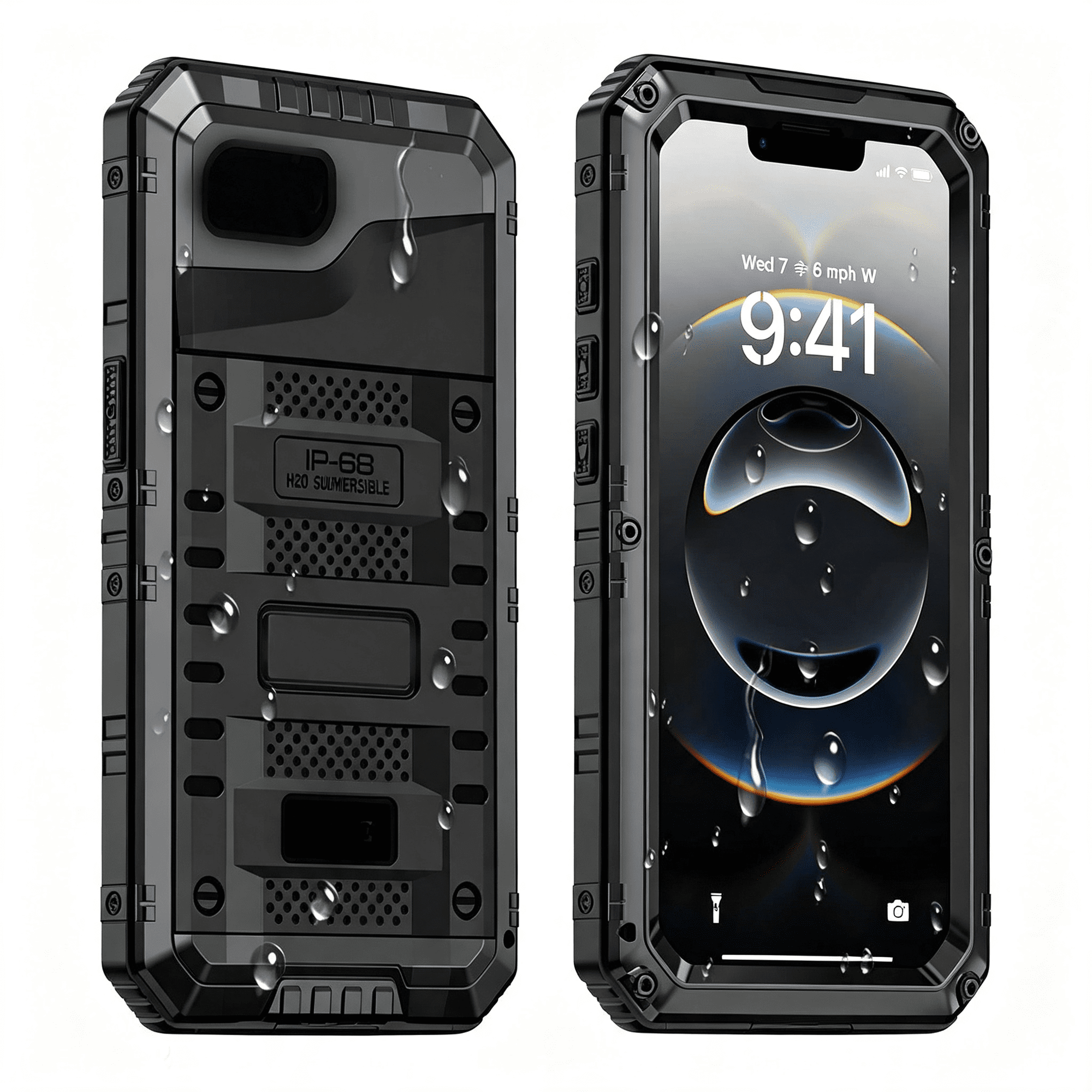 GJX for Iphone 16E Case/Iphone 17E Case Waterproof, Metal Heavy Duty Full Body Protective Case with Built-In Screen Protector, Military Grade Shockproof Cover for Iphone 16E/17E 6.1", Black