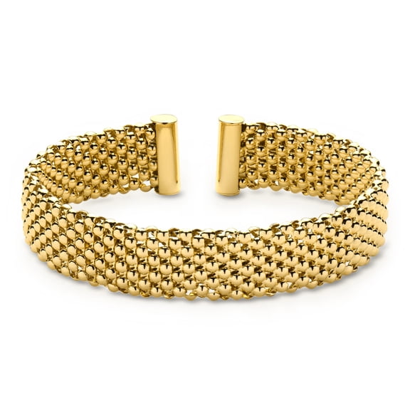 Ross-Simons Italian 14kt Yellow Gold-Plated Beaded Cuff Bracelet, Women's, Adult