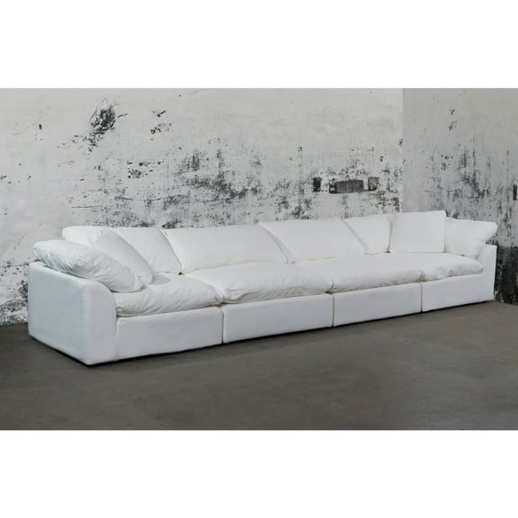 Modular Sectional Sofa, Deep Seating Couch, Washable Slipcovered Sofa, White Living Room Furniture