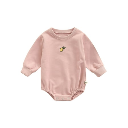 

Awoscut Infant Baby Boy Girl Long Sleeve Romper Pear Embroidery Cotton Bodysuit Pullover Sweatshirt Top Fall Clothes