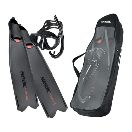 SEAC Motus Freediving Set with Fins and Mask Size 12.5 to 13.5 Black