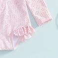 thumbnail image 6 of UAYOTSE Toddler Girl Solid Swimsuit Baby Long Sleeve Rash Guard Bathing Suit Girl Hollow Out Swimwear with Sun Hat,Sizes 18-24 Months, 6 of 6