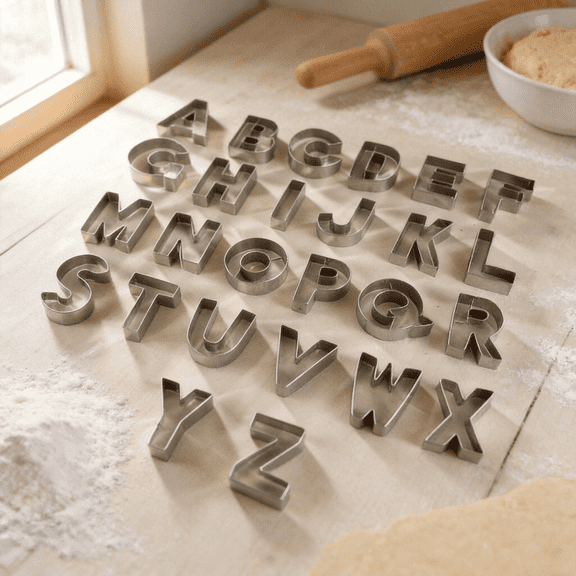ROSOZ 26-Piece Large Alphabet Cookie Cutter Set, 2.5 Inch Stainless Steel Molds for Biscuits, Fondant and Party Decorations