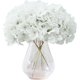 thumbnail image 1 of Xiao Hua Flores artificiales de hortensia blanca, 10 flores de seda de hortensia falsas para centros de mesa de boda, ramos, decoración floral DIY, decoración del hogar con tallos, 1 of 5