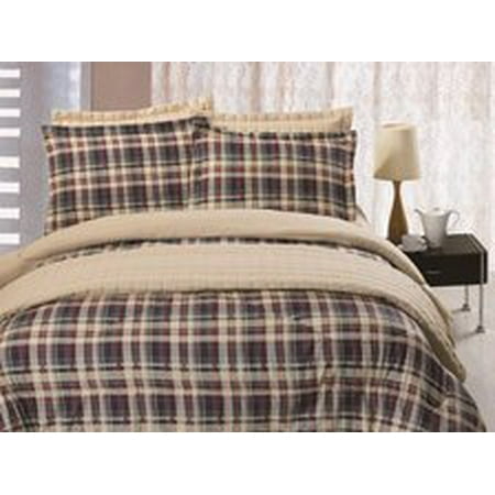 Legacy Decor Full Queen Size 6 Pc Microfiber Reversible Plaid