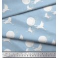 thumbnail image 2 of Soimoi Georgette Viscose Fabric Bamboo Tree,Moon & Stork Bird Fabric Prints by Yard 42 Inch Wide, 2 of 3