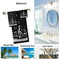 thumbnail image 4 of Stylish Piano Keys with Musical Notes Pattern Soft Decorative Set of 3 Towels, 1 Bath Towel+1 Hand Towel+1 Washcloth, Multipurpose for Bathroom, Hotel, Gym, Spa and Beach(Black White), 4 of 6