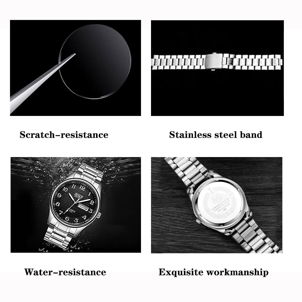 BOSCK Male Stainless Steel Sport, Silver, (3034C)