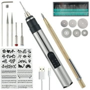 Electric Engraving Pen Cordless Micro Carving Pen with 3 Adjustable Speed 280mAh Rechargeable Engraver Machine Wireless Etching Engraving Tool for Jewelry Wood Metal Glass Stone