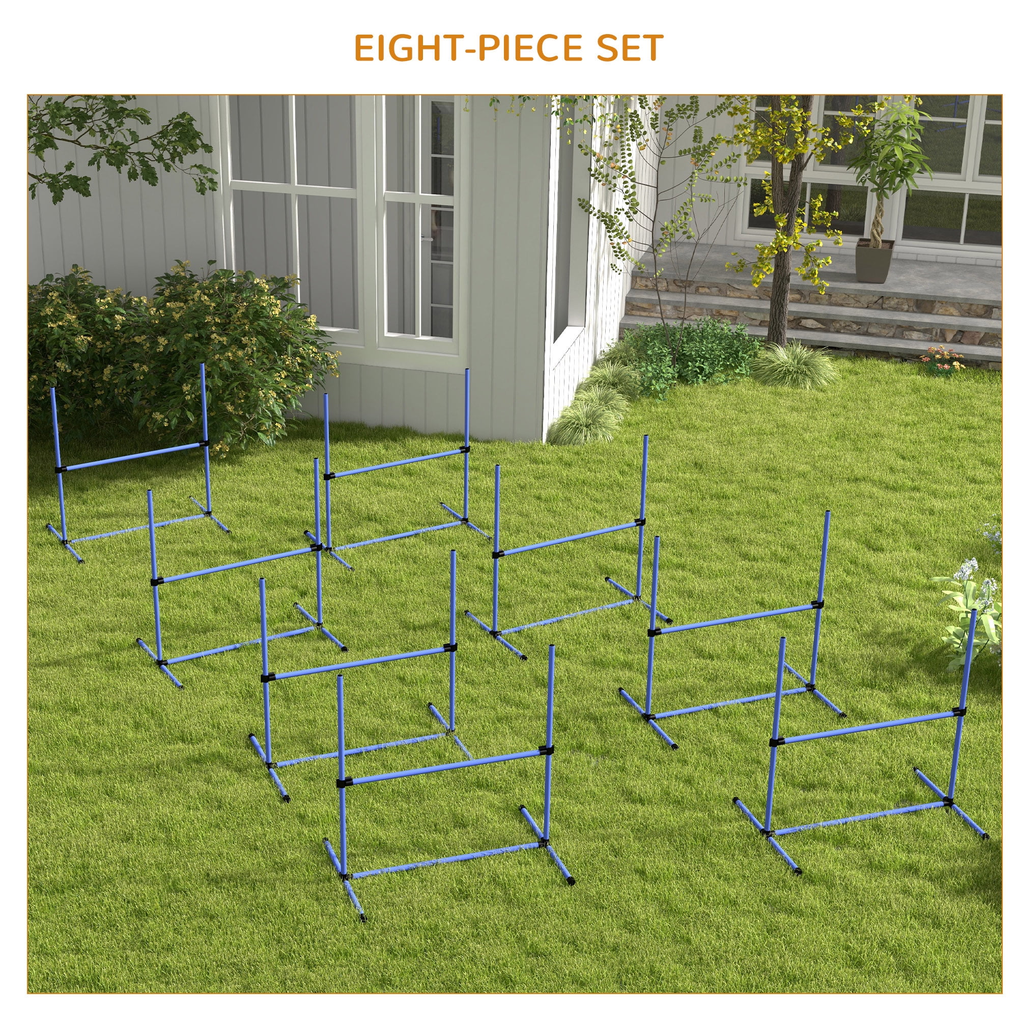 Dog Agility Jump Training Set - 4 Adjustable Hurdles With Carry Bag