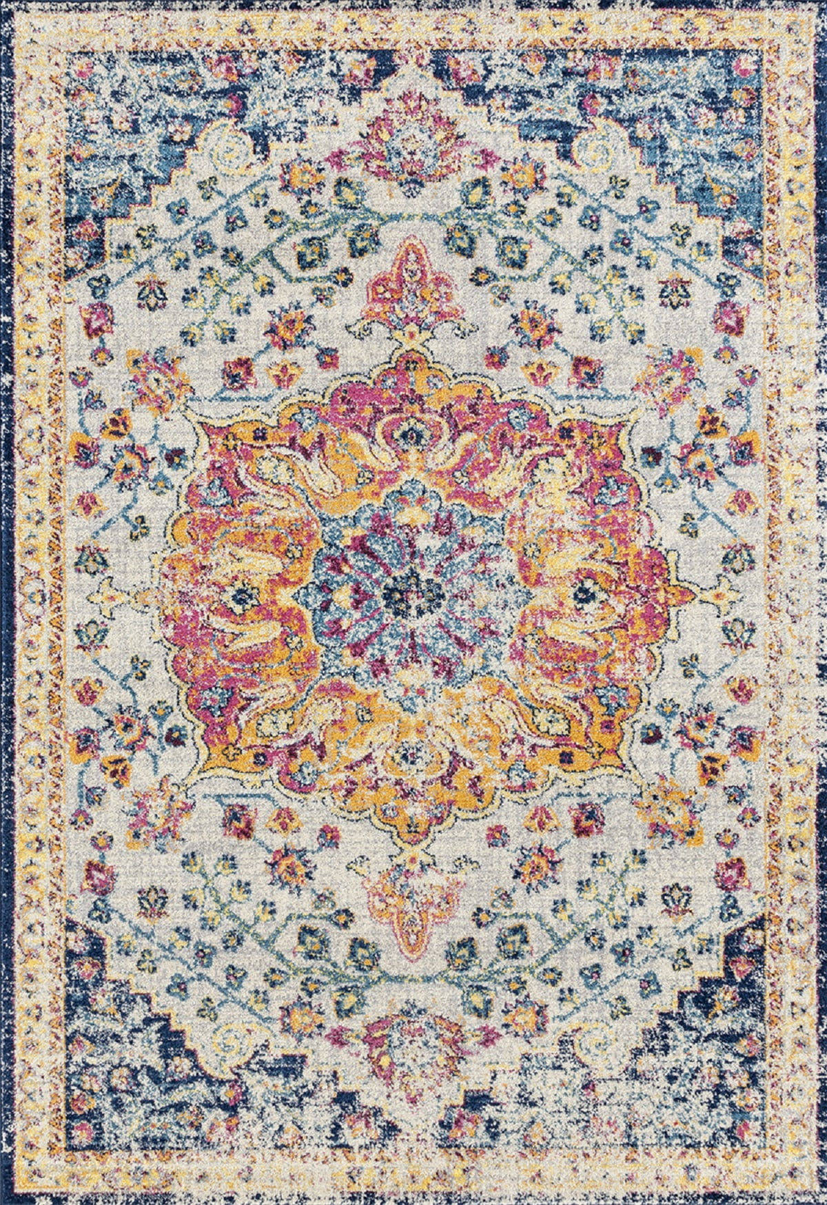 United Weavers Caledonia Camari Farmhouse Medallion Area Rug, Cream, 12'6" x 15'