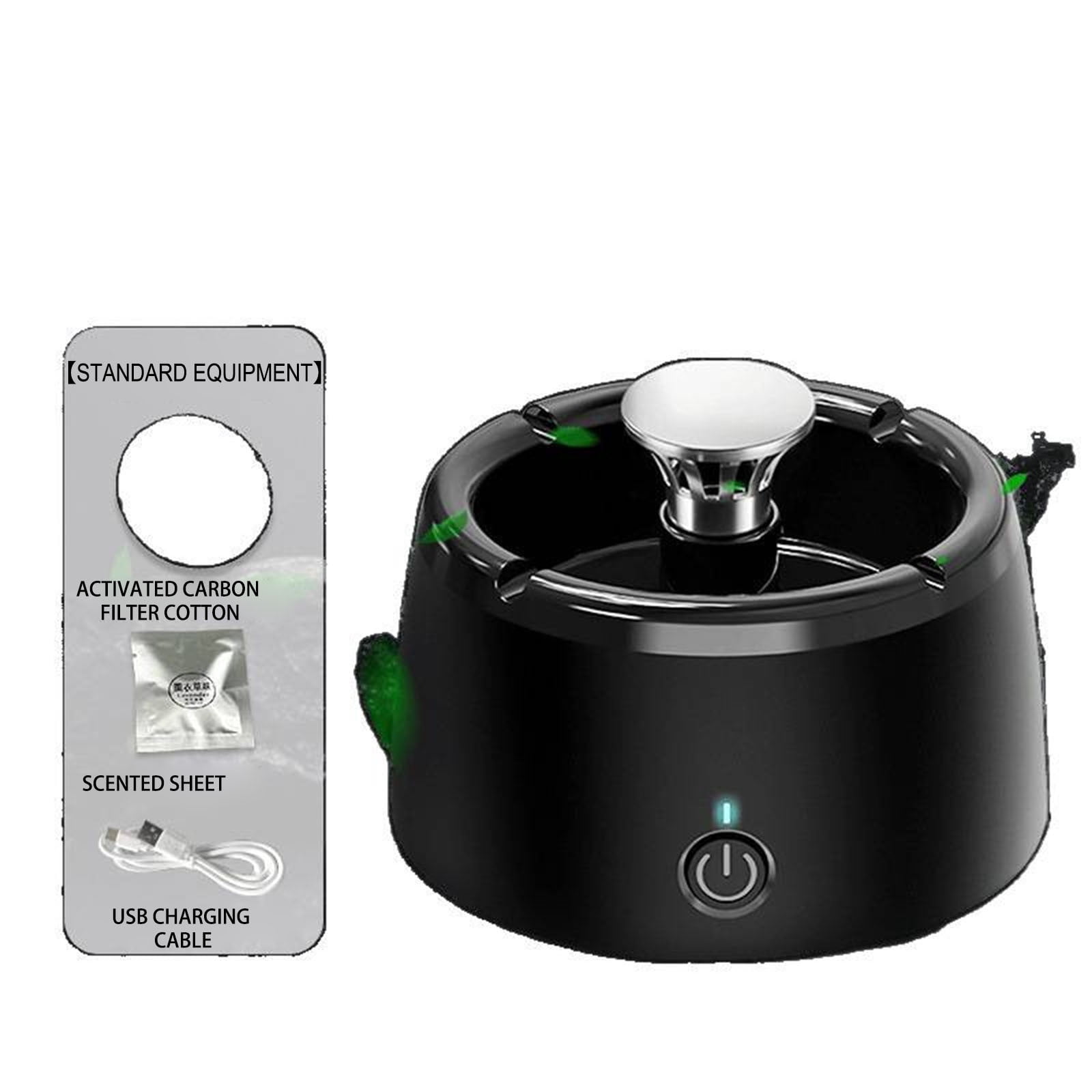 Smart Ashtray with Negative Ion Air Purifier, Portable Desktop Smoke Cleaner, Removes Secondhand Smoke and Odors, Quiet Energy Saving, Ideal for Home Office Bedroom Living Room A