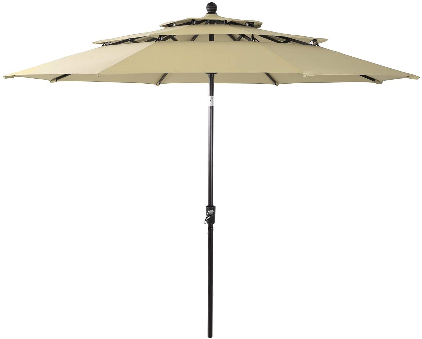 Outdoor 9FT Patio Umbrella 8 Ribs Market Umbrella w// Push Button Tilt and Crank