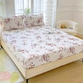 thumbnail image 6 of AuroraX King Size Bed Sheets White Fitted Sheets Cooling,Sold Separately Floral Patterned Deep Pockets Double Bed Sheet for Summer, 6 of 6