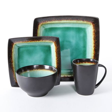 Best Gibson Home Ocean Oasis 16-Piece Dinnerware Set, Turquoise deal