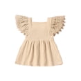 thumbnail image 2 of Xingqing 4 Colors Newborn Baby Girls Princess Dress Solid Lace Fly Sleeve Button A-Line Mini Dress, 2 of 6