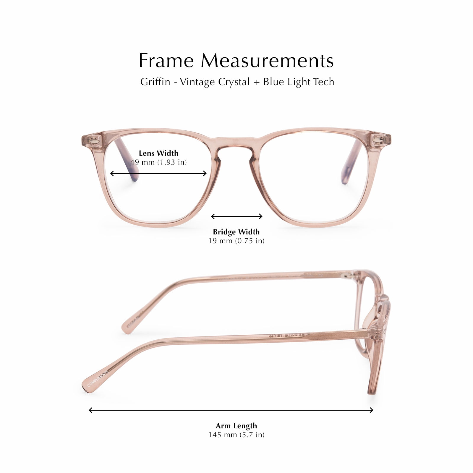 Compliments by DIFF Eyewear Griffin Blue Light Reading Glasses Vintage Crystal +1.5