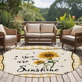 thumbnail image 4 of Round Rugs 6Ft, Sunflowers Round Area Rug Washable Indoor Throw Carpet, Yellow Floral Botanical Checkered Rustic Soft Non Slip Circle Rug for Office Cabinet Home Decor Aesthetic, 4 of 8