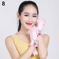 thumbnail image 2 of Anvazise Women\'s Winter Faux Rabbit Fur Faux Leather Fingerless Mittens Wrist Gloves Pink, 2 of 13
