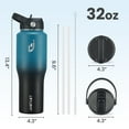 thumbnail image 6 of JUSTLET 32oz Insulated Stainless Steel Water Bottle with 2 Lids, Leak-Proof & Fit Cup Holder, Indigo Crush., 6 of 7
