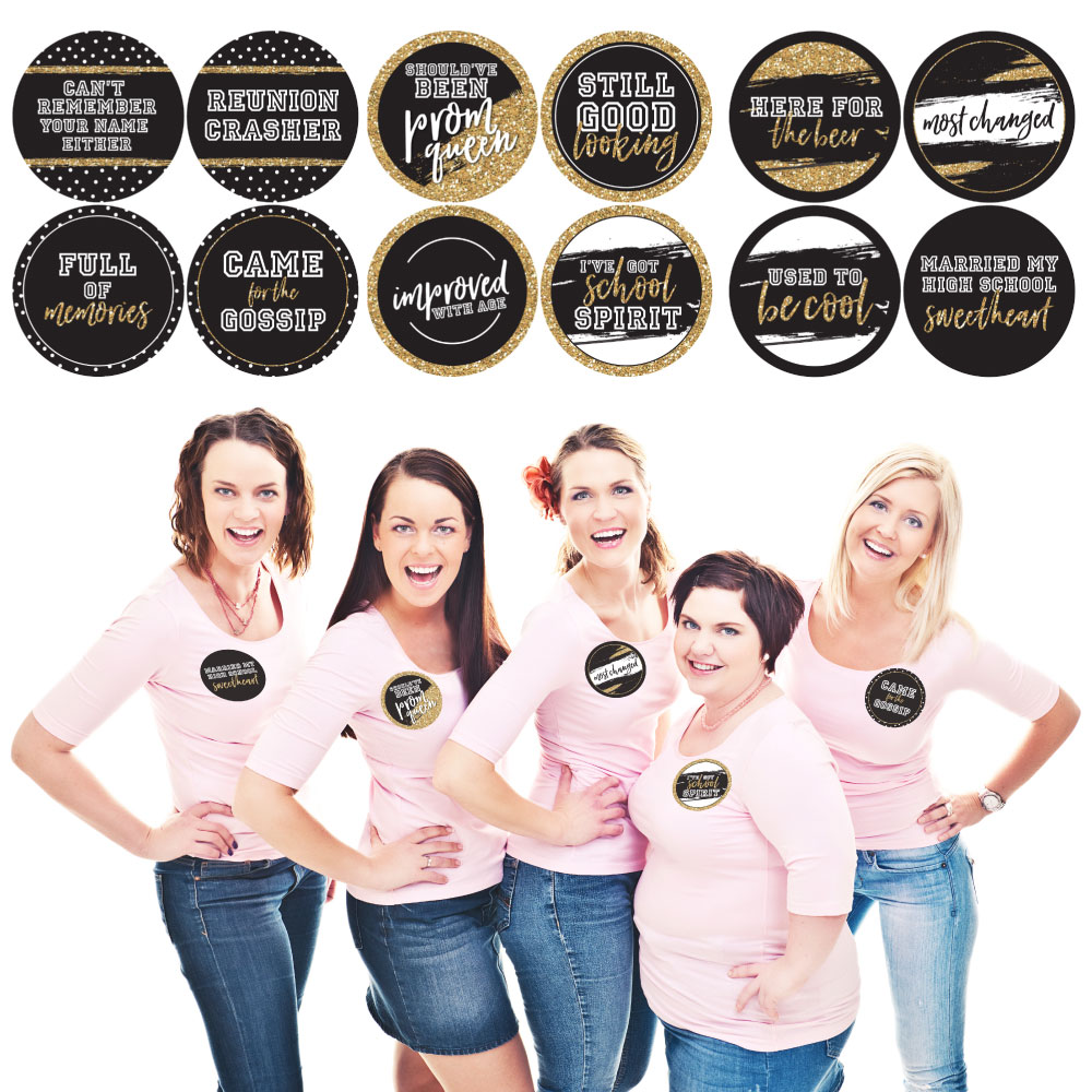 Reunited School Class Reunion Party Funny Name Tags Party Badges