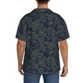 thumbnail image 3 of Fuzoiu Golden Peonies Print Men's Casual Short,Men's Short Sleeve Shirt,Mens Casual Button Down Shirts,Cuban Collar Summer Shirt for Beach, Vacation, and Outdoor Activities-X-Large, 3 of 5
