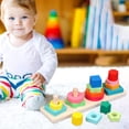 thumbnail image 1 of Montessori Geometric Stacker Development Clasificación Bloques de construcción Rompecabezas Bloques de apilamiento Juguetes para Navidad 4 Post Rectangle Baoblaze Apilador geométrico, 1 of 8