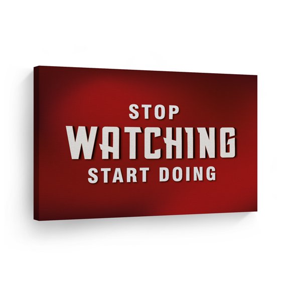 Smile Art Design Stop Watching Start Doing Modern Style Lettering Motivational Canvas Wall Art Inspirational Wall Art Entrepreneur Quote Print Modern Office Living Room Decor Gift Ready to Hang 8x12