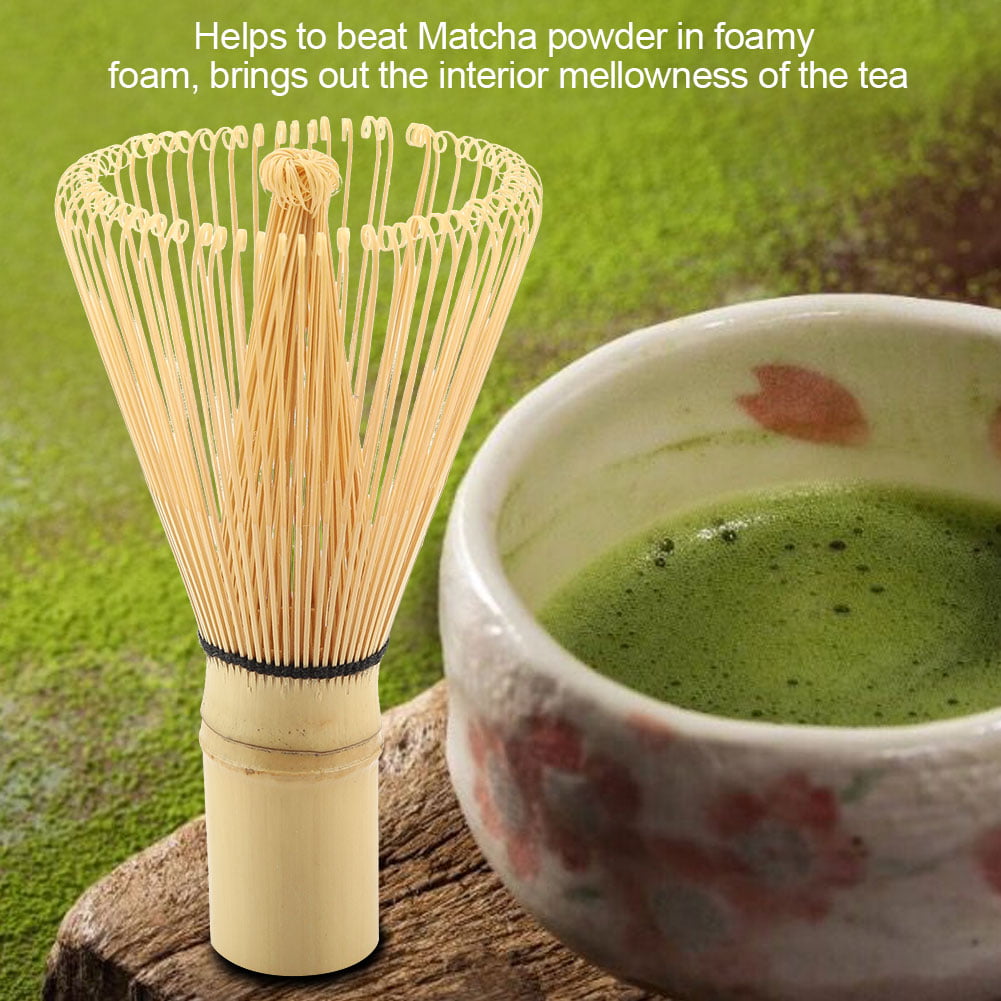 Topincn Matcha Green Tea Whisk Bamboo Tea Whisk Chasen Preparing Matcha Powder Brush Tool Tea Traditional Scoop(100 Prongs)