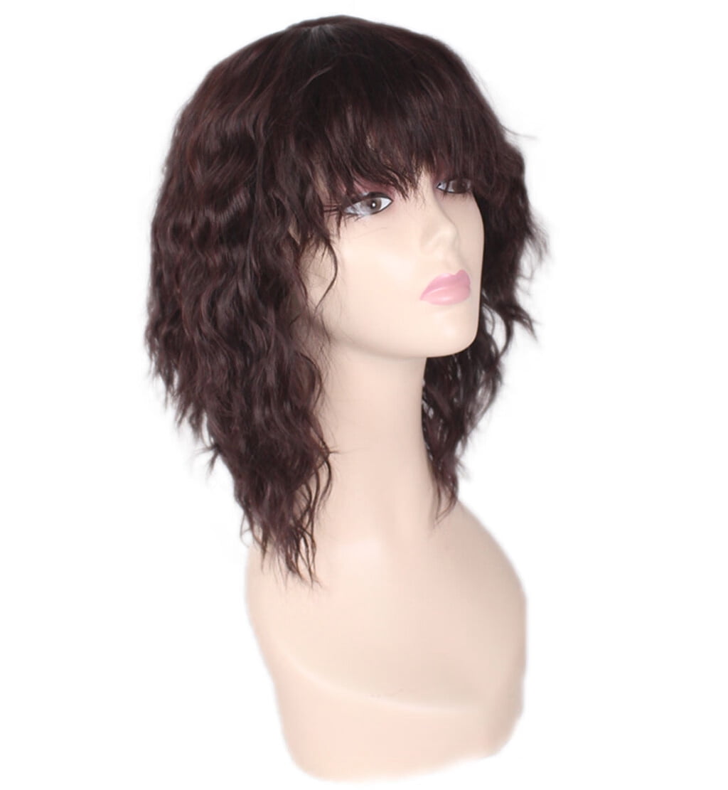 DOPI Human Hair Wigs For Women Black Color Natural Lace Hair Fashion Women's Sexy Full Bangs Wig Short Wig Small Volume Wig
