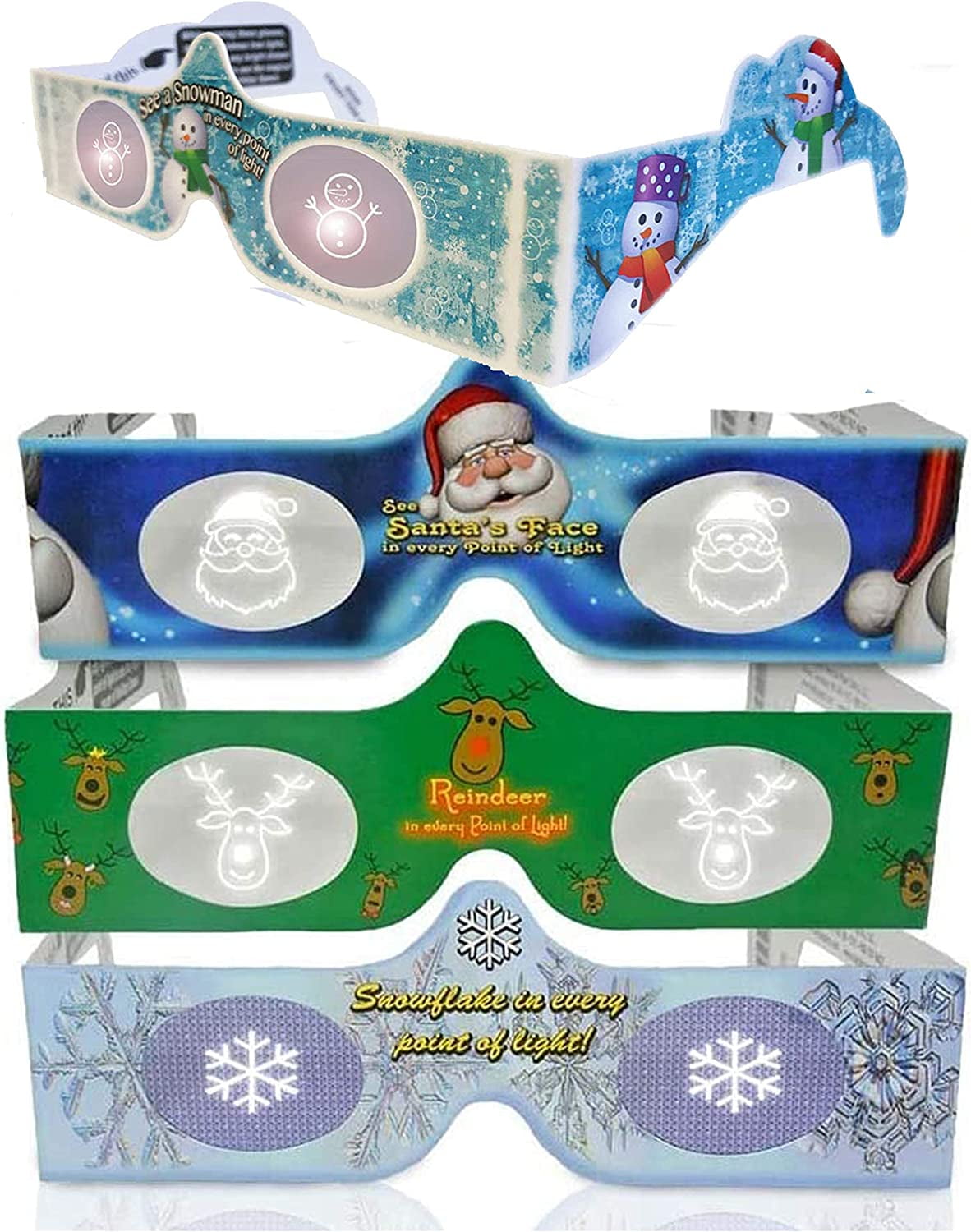 Holiday Specs 10 3D Paper Glasses Santa Claus Bulk 