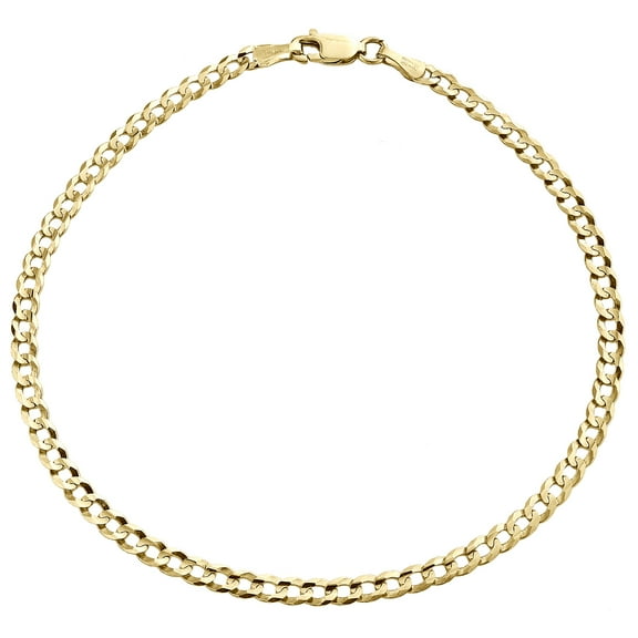 Genuine 14K Yellow Gold 3.50mm Solid Plain Curb Cuban Link Bracelet 7 Inch