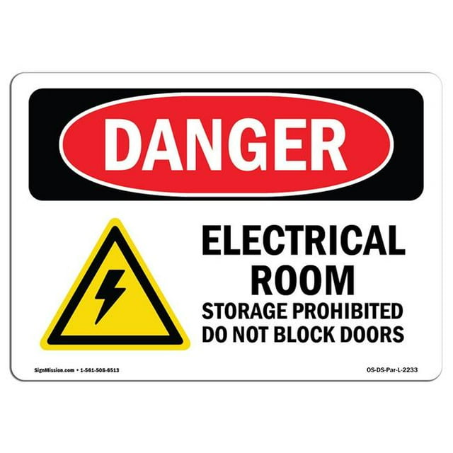 SignMission OS-DS-A-1218-L-2233 12 x 18 Po Signe de Danger OSHA - Stockage de la Pièce Électrique Interdit